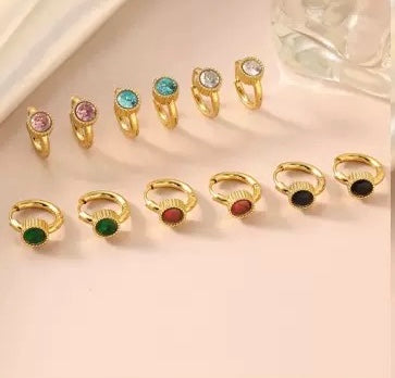 Zircon-studded earrings with 18K gold-plated ear backs, exquisite stainless steel light luxury jewelry with a high-end feel, titanium steel accessories.