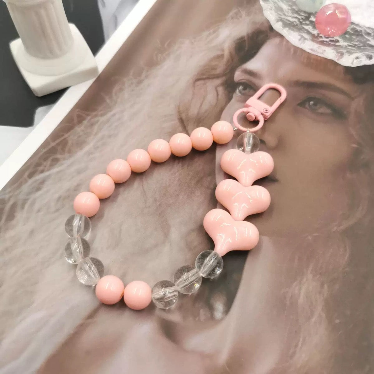 Solid color acrylic beads phone case pendant, phone lanyard, bracelet, DIY phone case accessory 10pcs