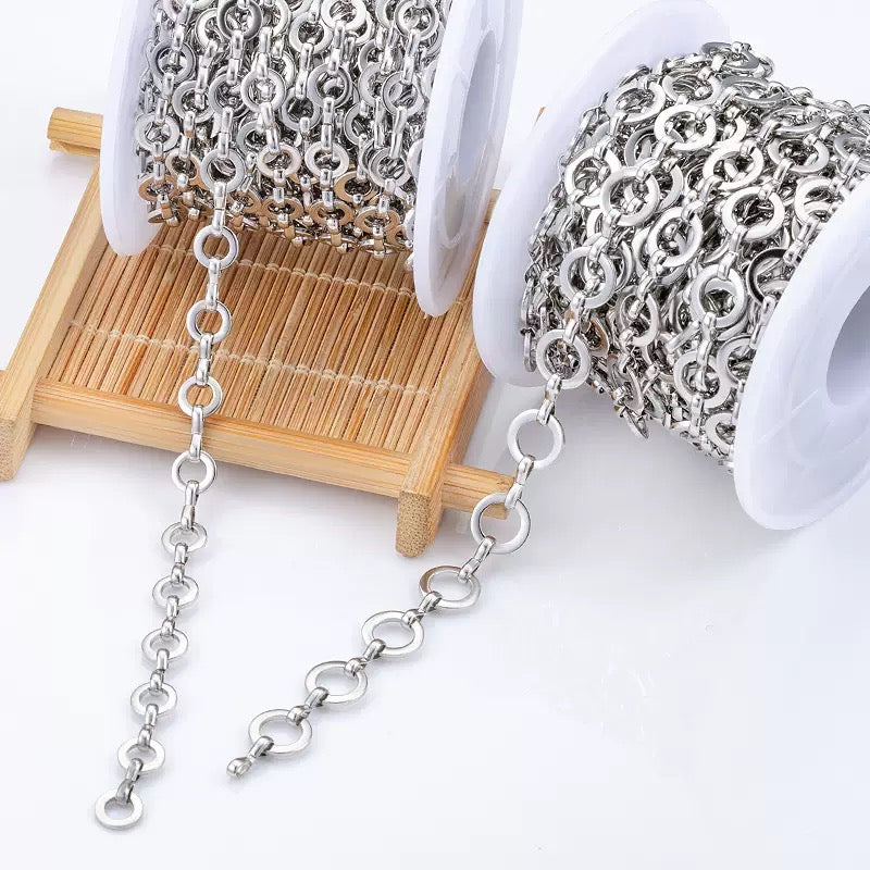 Stainless steel flat round chain handmade necklace bracelet basic chain bag chain stainless steel chain