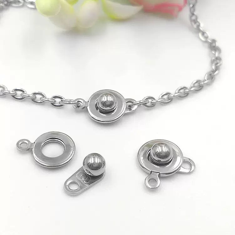 DIY handmade accessory titanium steel snap fastener necklace bracelet hook connecting piece chain end click fastener