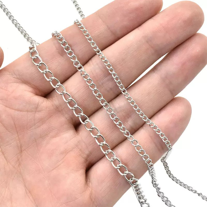 Stainless steel side-link simple and fashionable men's and women's necklace bracelet clothing chain non-fading jewelry chain 5meters