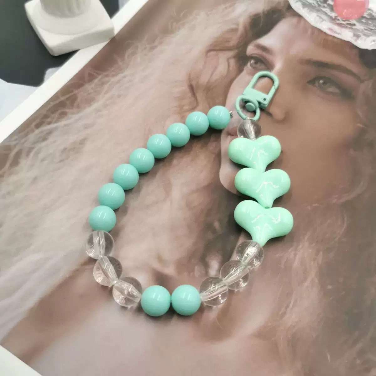 Solid color acrylic beads phone case pendant, phone lanyard, bracelet, DIY phone case accessory 10pcs
