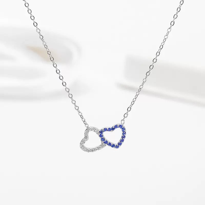 Titanium steel heart-shaped necklace heart-shaped double-ring necklace for women light luxury niche design lockbone necklace 2pcs