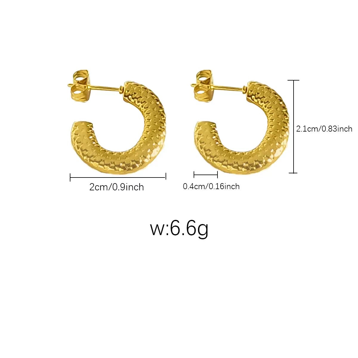European and American minimalist C-shaped titanium steel stud earrings for women color-keeping small-scale stainless steel earrings
