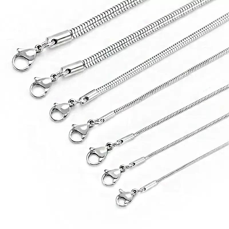 Stainless steel snake chain necklace titanium steel round snake bone chain necklace titanium steel hard jewelry collar chain 10pcs