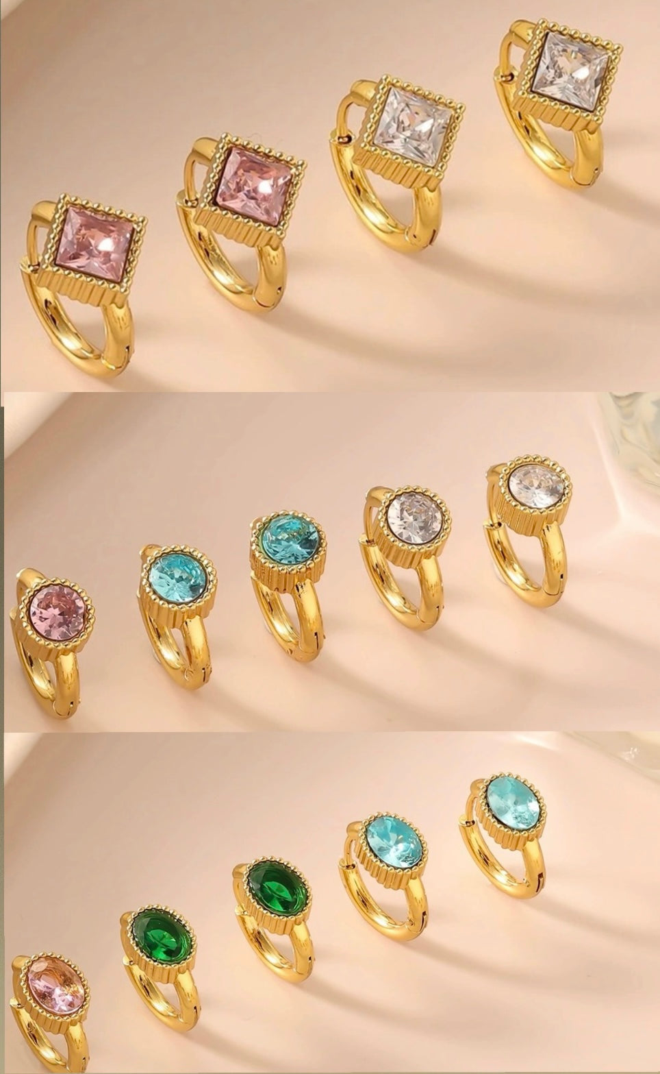 Zircon-studded earrings with 18K gold-plated ear backs, exquisite stainless steel light luxury jewelry with a high-end feel, titanium steel accessories.