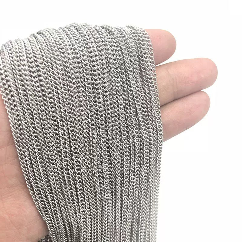 Stainless steel side-link simple and fashionable men's and women's necklace bracelet clothing chain non-fading jewelry chain 5meters