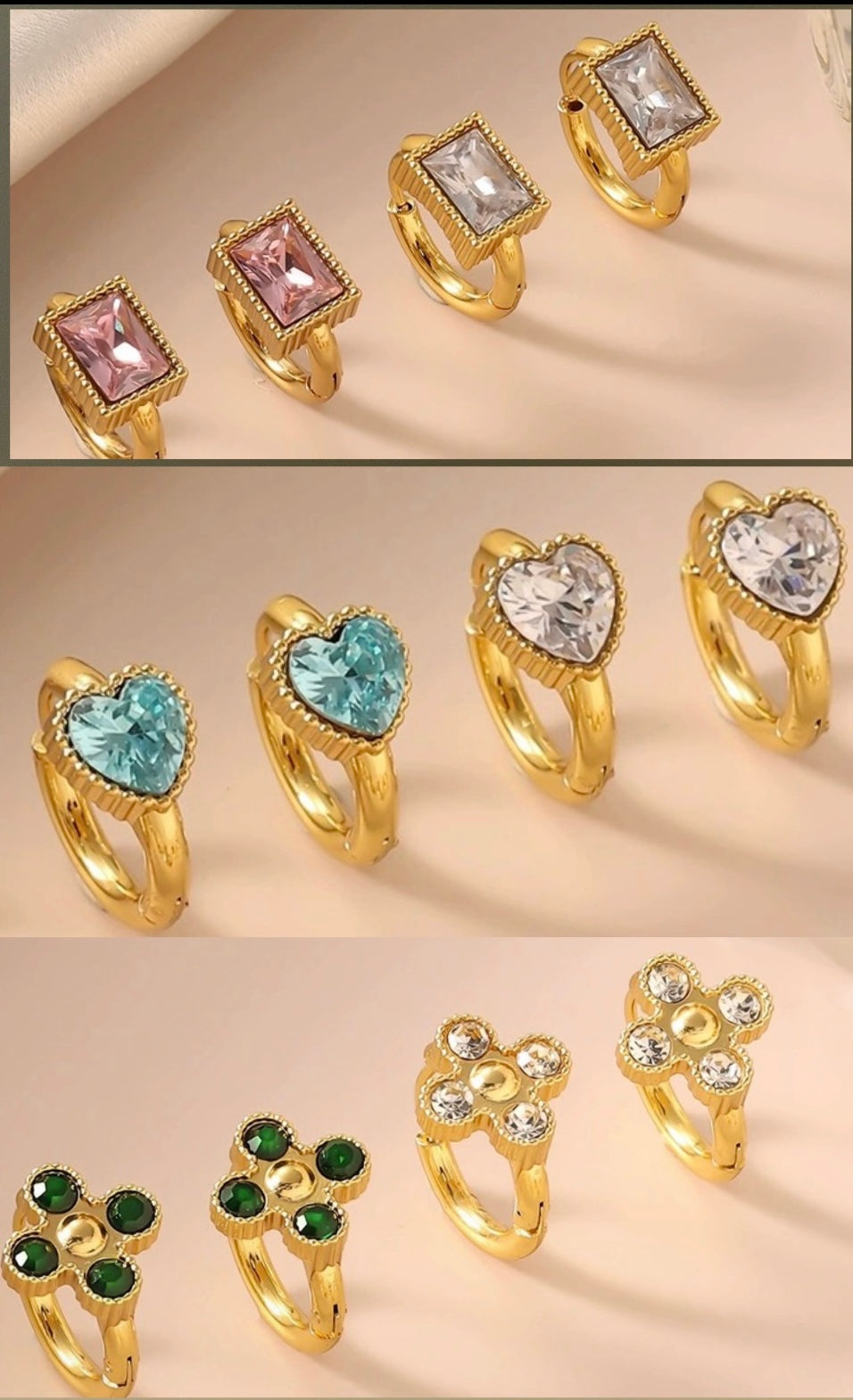 Zircon-studded earrings with 18K gold-plated ear backs, exquisite stainless steel light luxury jewelry with a high-end feel, titanium steel accessories.