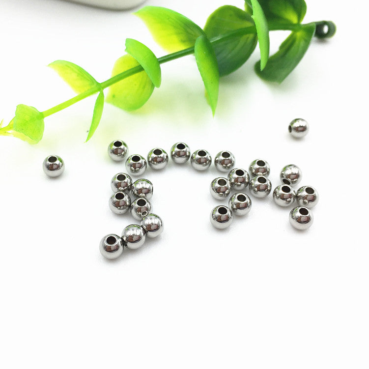 Stainless steel beads round beads jewelry beads solid beads pierced beads 100pcs
