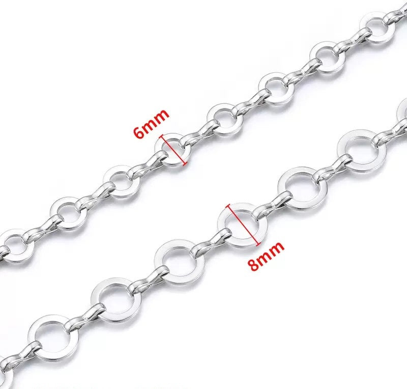 Stainless steel flat round chain handmade necklace bracelet basic chain bag chain stainless steel chain