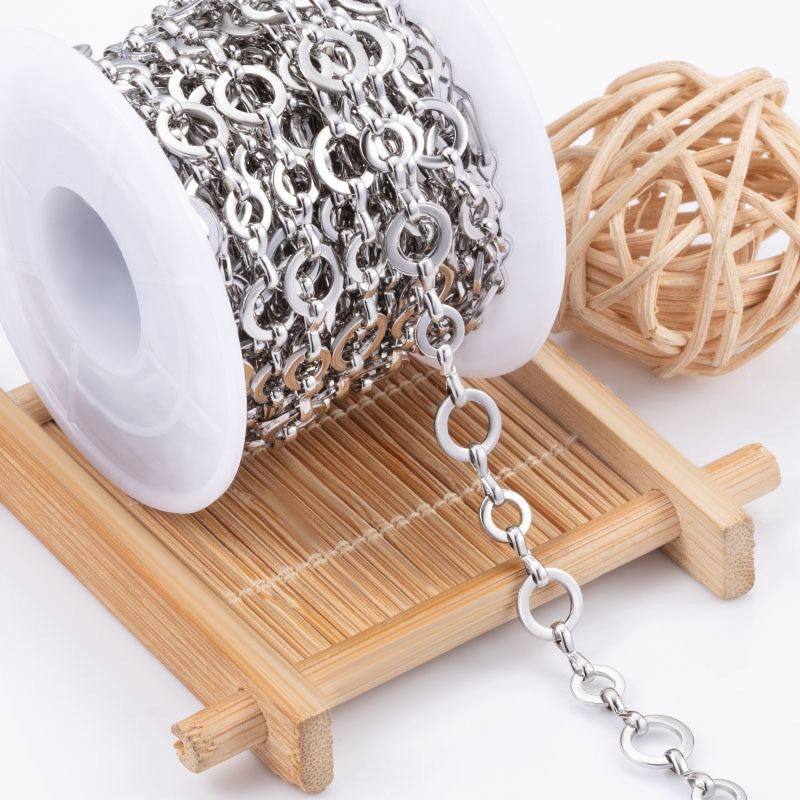 Stainless steel flat round chain handmade necklace bracelet basic chain bag chain stainless steel chain