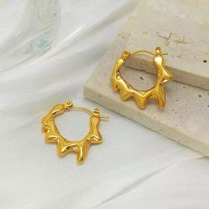 Hot-selling stainless steel minimalist style oil pressure earrings 18K genuine gold plated earrings 12prs