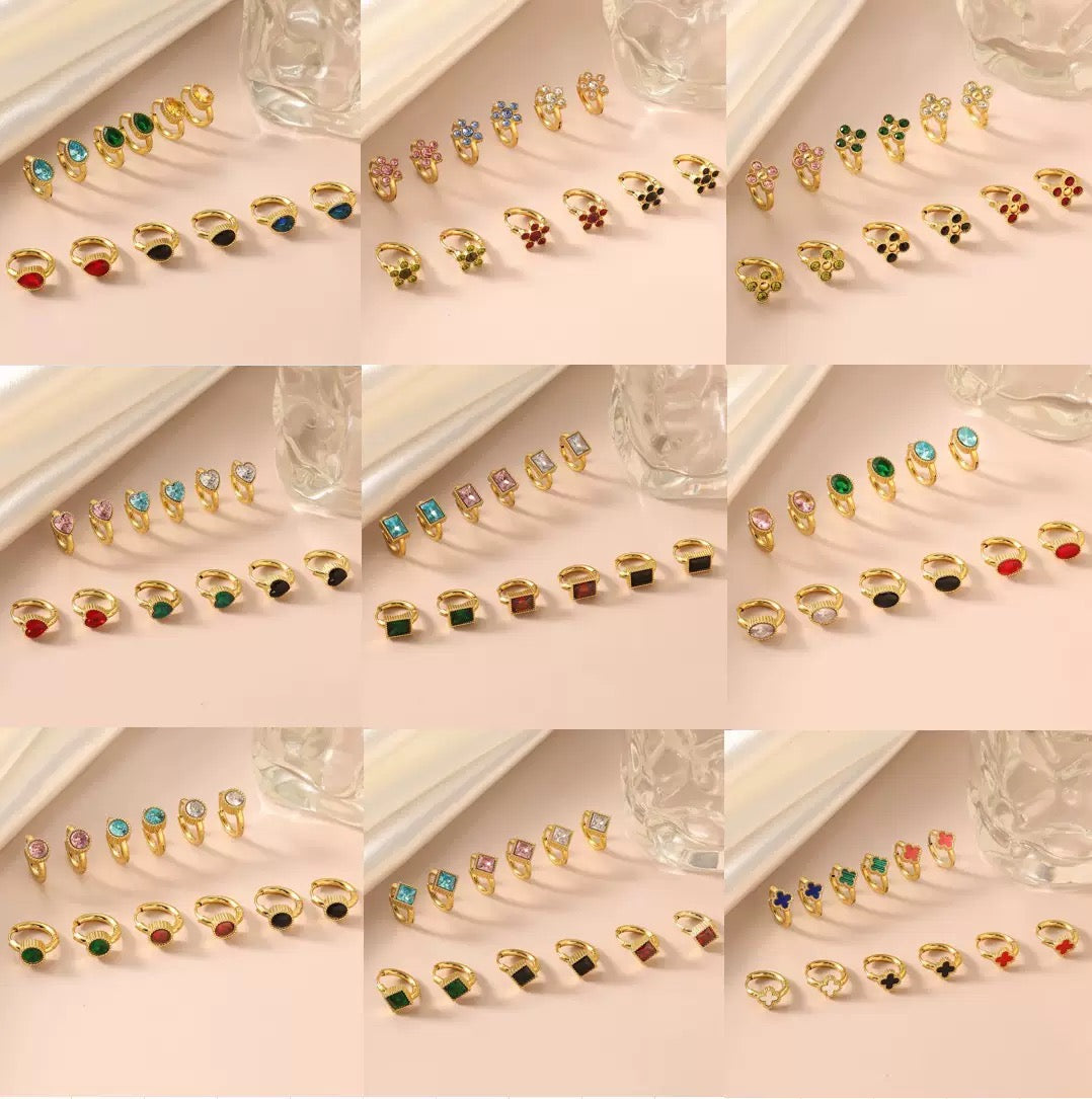 Zircon-studded earrings with 18K gold-plated ear backs, exquisite stainless steel light luxury jewelry with a high-end feel, titanium steel accessories.