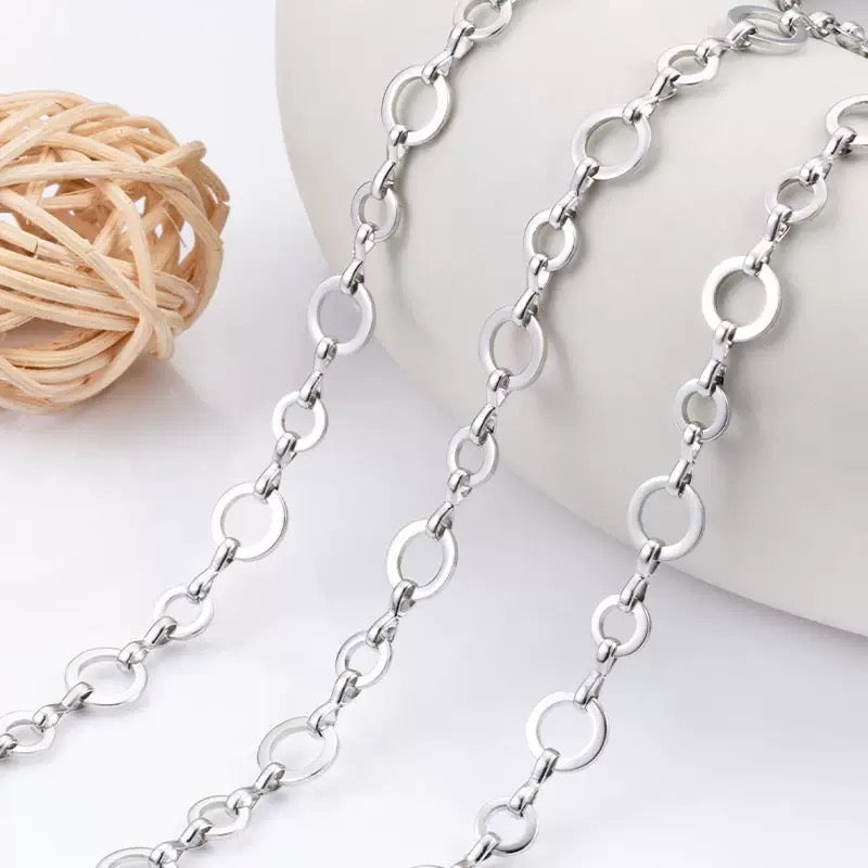 Stainless steel flat round chain handmade necklace bracelet basic chain bag chain stainless steel chain