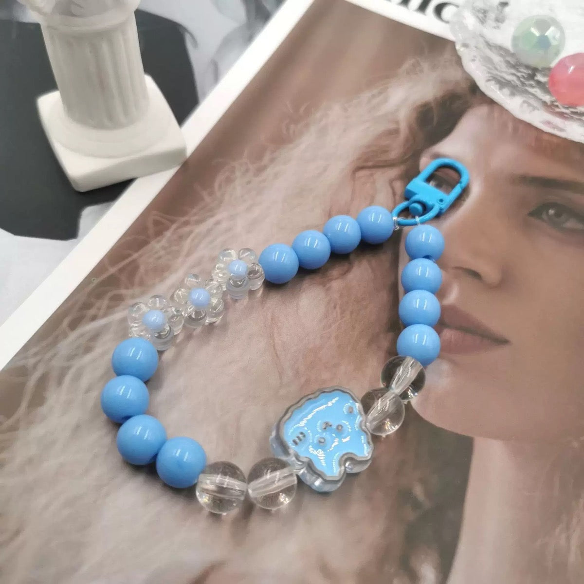 Solid color acrylic beads phone case pendant, phone lanyard, bracelet, DIY phone case accessory 10pcs