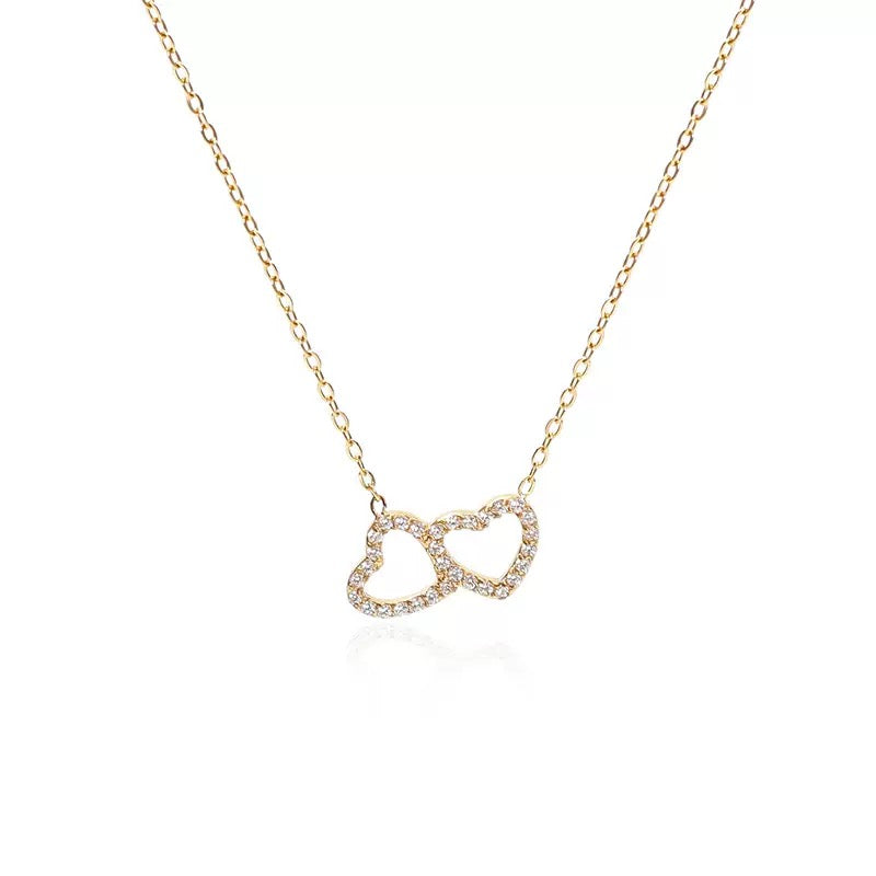 Titanium steel heart-shaped necklace heart-shaped double-ring necklace for women light luxury niche design lockbone necklace 2pcs