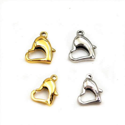 Stainless steel heart-shaped lobster clasp, titanium steel heart-shaped lobster clasp 100pcs
