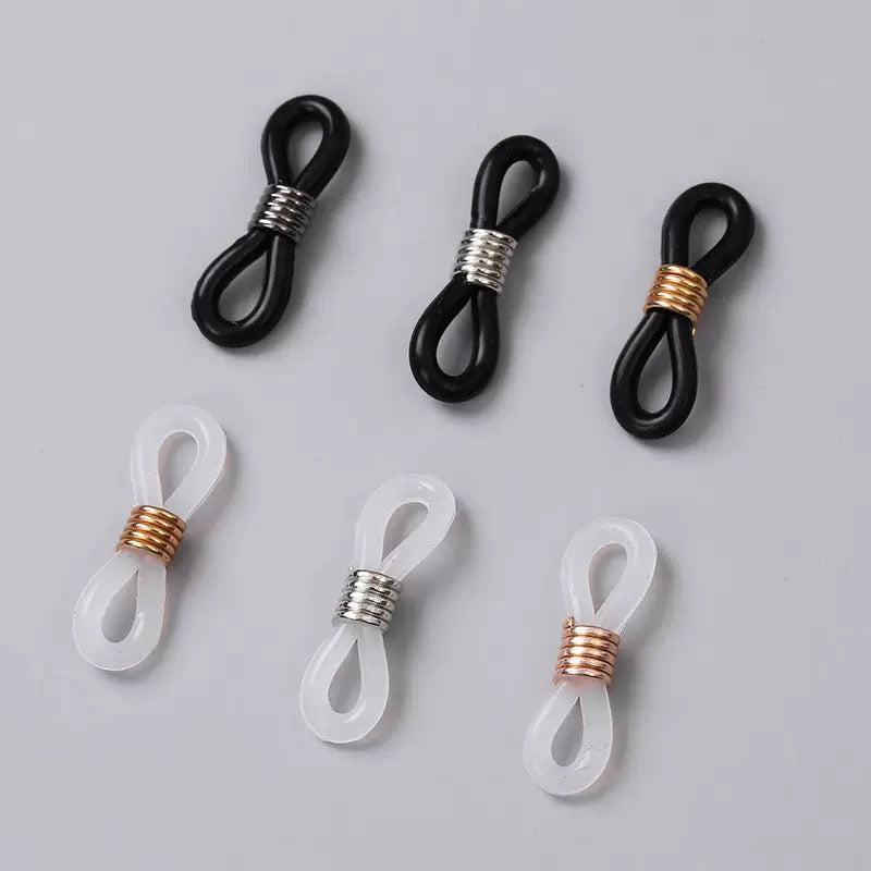 Stainless steel beads + rubber ring for glasses, stainless steel springs + silicone ring various glasses fixing ring 100pcs