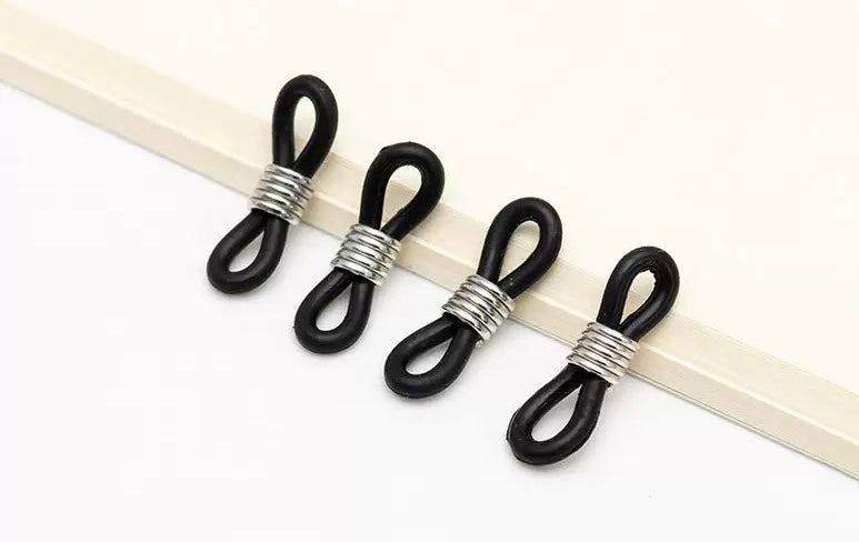 Stainless steel beads + rubber ring for glasses, stainless steel springs + silicone ring various glasses fixing ring 100pcs