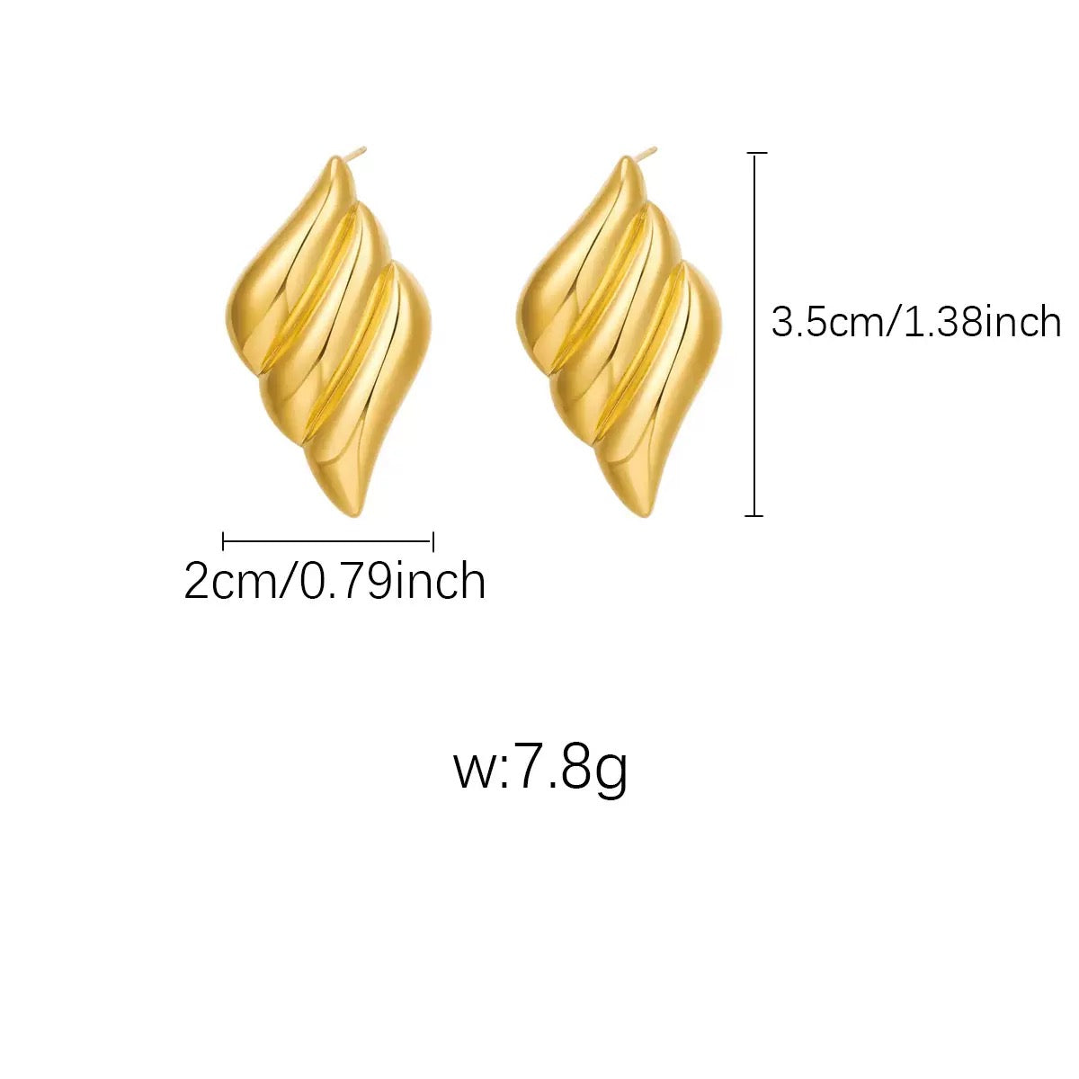 Hot-selling stainless steel minimalist style oil-pressure earrings with 18K genuine gold plated ear ornaments 12prs