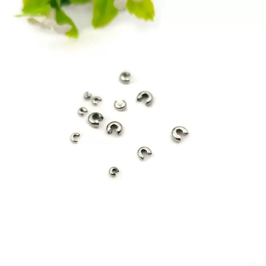 Stainless steel half-loop bead chain fishing line end clasp closure hook for DIY 100pcs