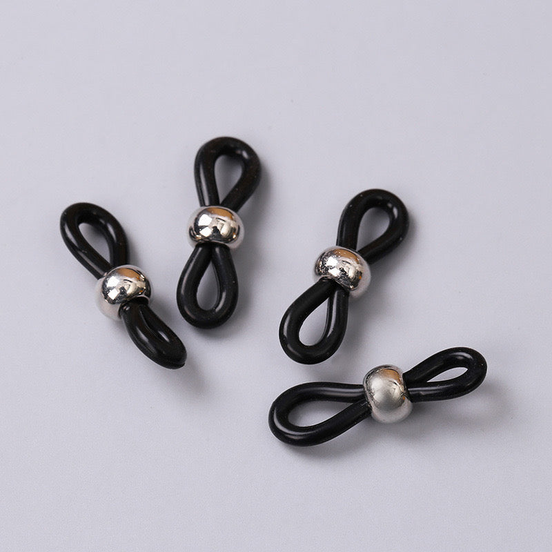 Stainless steel beads + rubber ring for glasses, stainless steel springs + silicone ring various glasses fixing ring 100pcs
