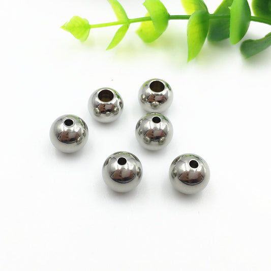 Stainless steel beads round beads jewelry beads solid beads pierced beads 100pcs