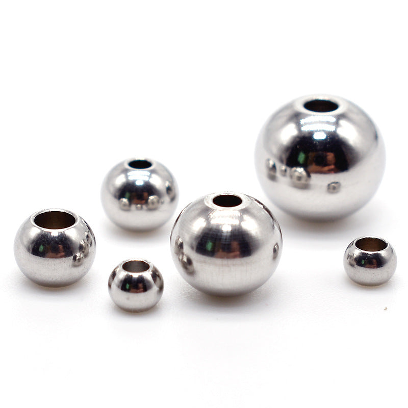 Stainless steel beads round beads jewelry beads solid beads pierced beads 100pcs