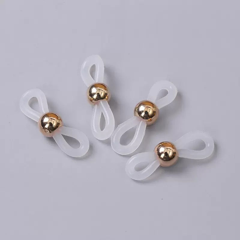 Stainless steel beads + rubber ring for glasses, stainless steel springs + silicone ring various glasses fixing ring 100pcs