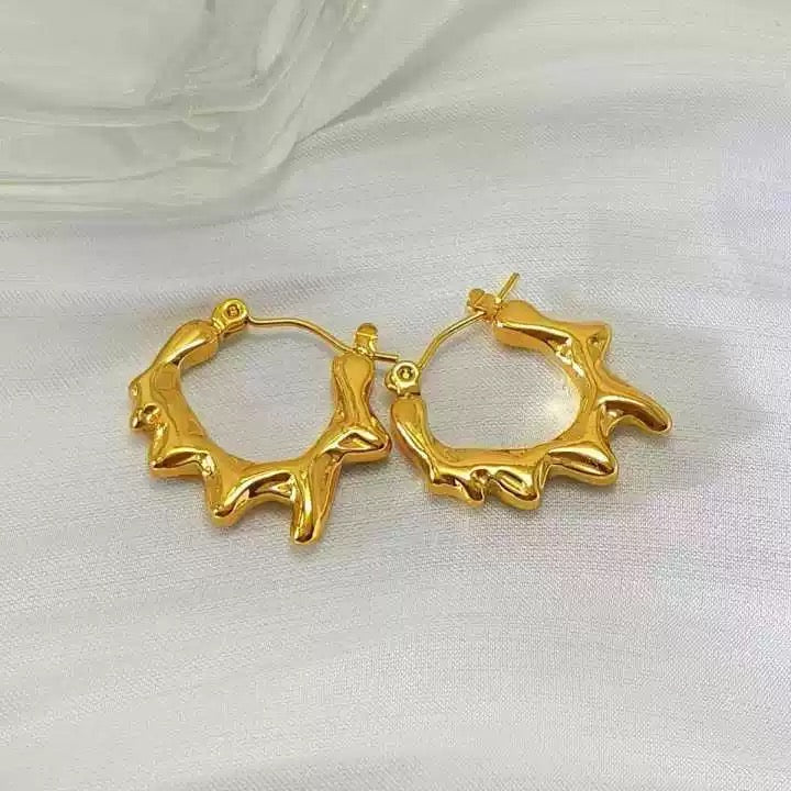Hot-selling stainless steel minimalist style oil pressure earrings 18K genuine gold plated earrings 12prs