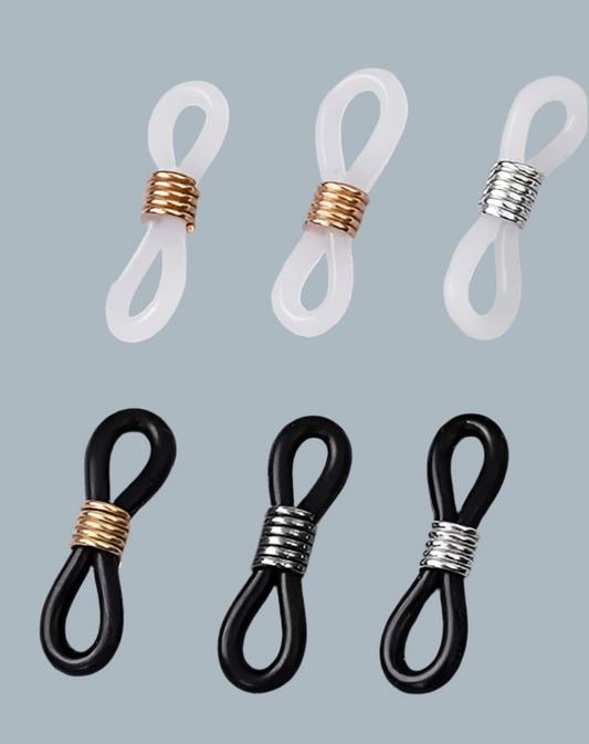 Stainless steel beads + rubber ring for glasses, stainless steel springs + silicone ring various glasses fixing ring 100pcs