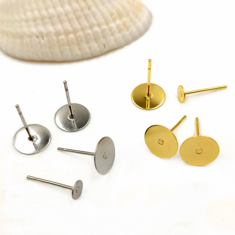 316L stainless steel bead earring post earring hoop round bead ear piercing set with ring for DIY ball earrings 100pcs