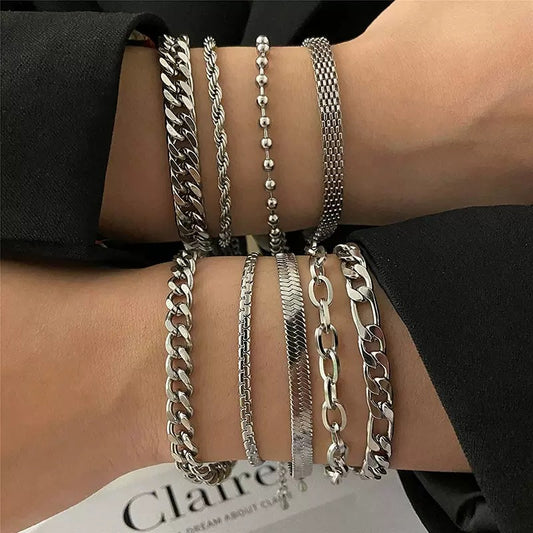 Titanium steel non-fading bracelet retro and artistic trendy for men stainless steel chain fashionable and simple titanium steel bracelet