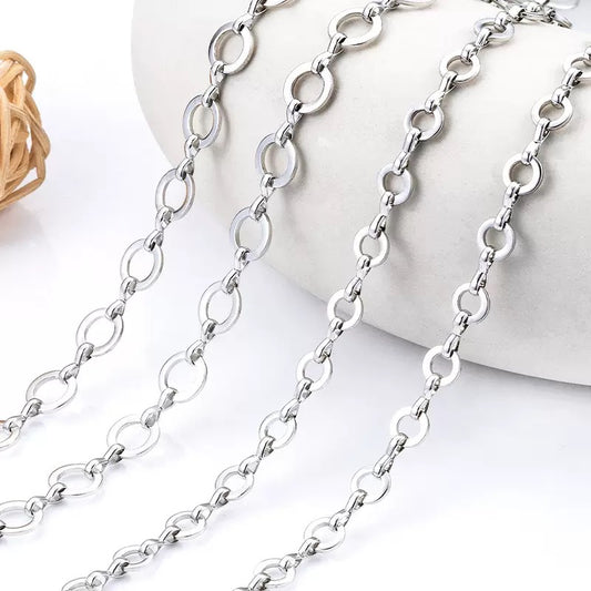 Stainless steel flat round chain handmade necklace bracelet basic chain bag chain stainless steel chain