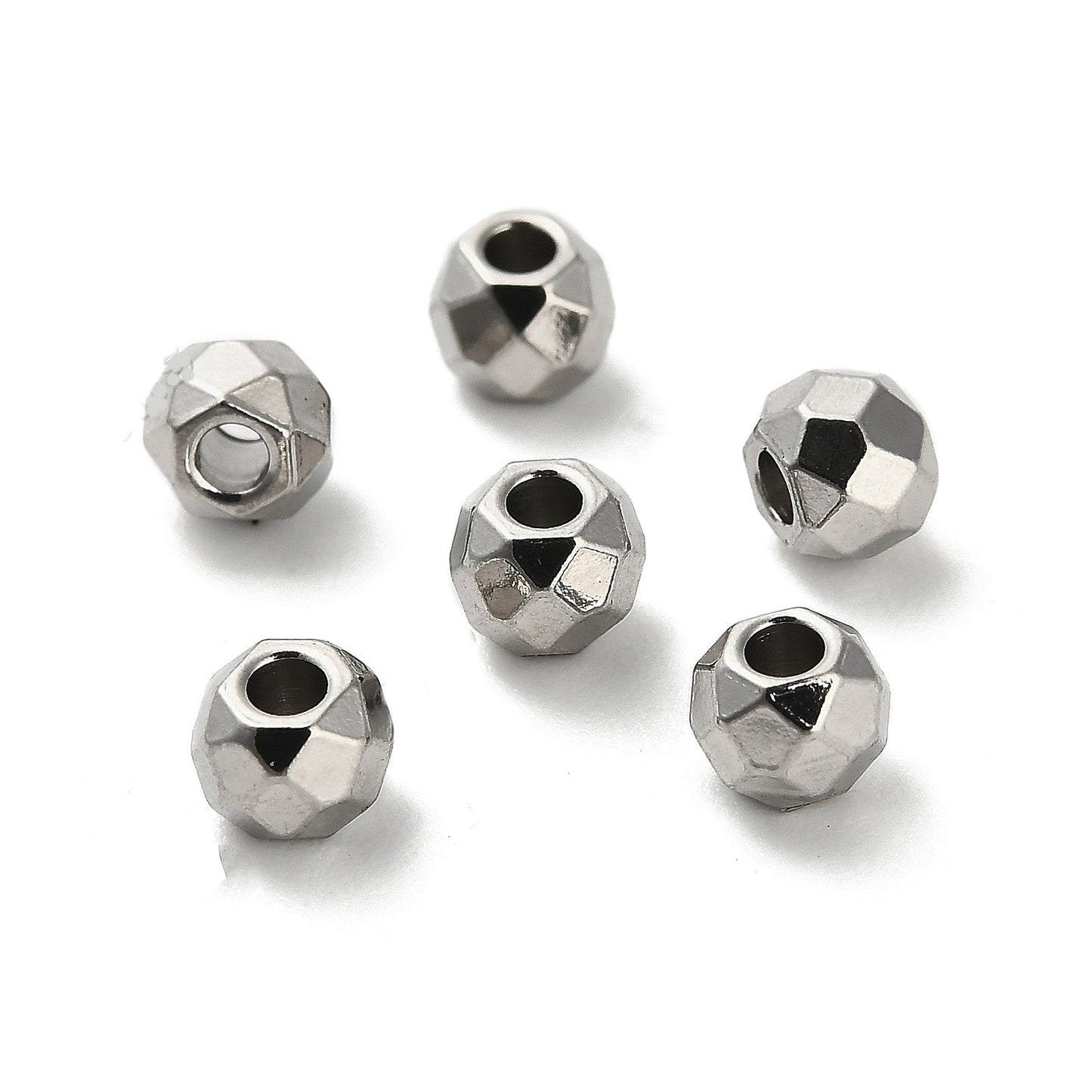 Stainless steel beads round beads jewelry beads solid beads pierced beads 100pcs