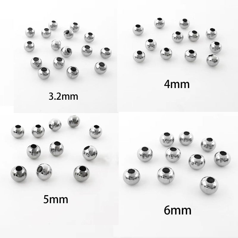 Stainless steel beads round beads jewelry beads solid beads pierced beads 100pcs