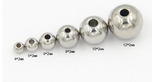 Stainless steel beads round beads jewelry beads solid beads pierced beads 100pcs